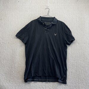 American Eagle Polo Shirt Mens Sz L Black Short Sleeve Classic Athletic Fit Read